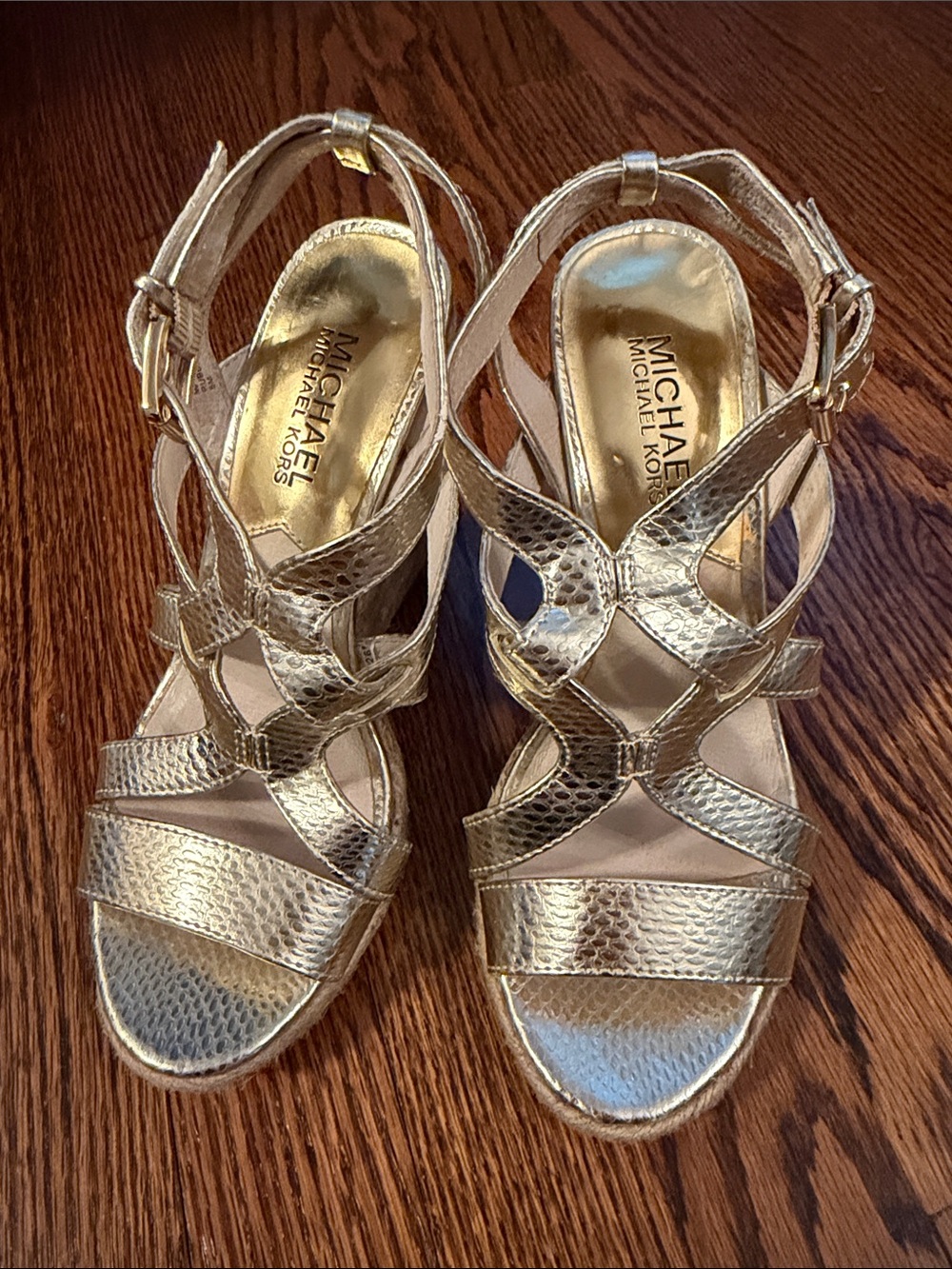 Michael Kors Metallic Gold Strappy High Heel Sandals